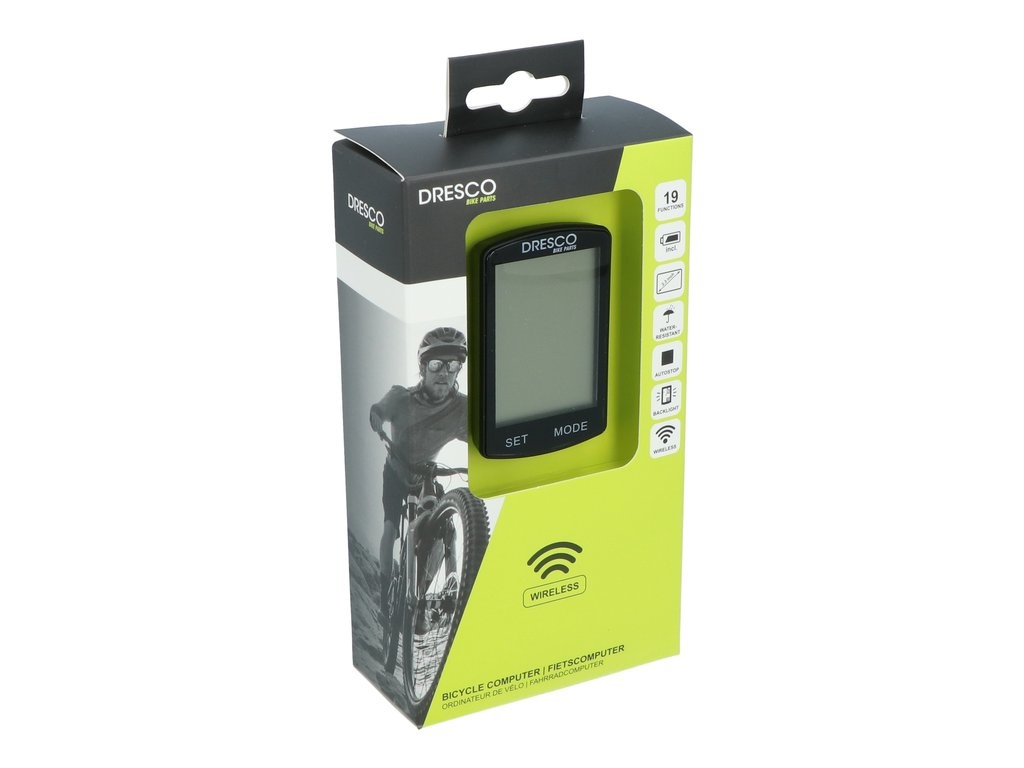 Dresco Draadloze Fietscomputer Zwart - 19 Functies