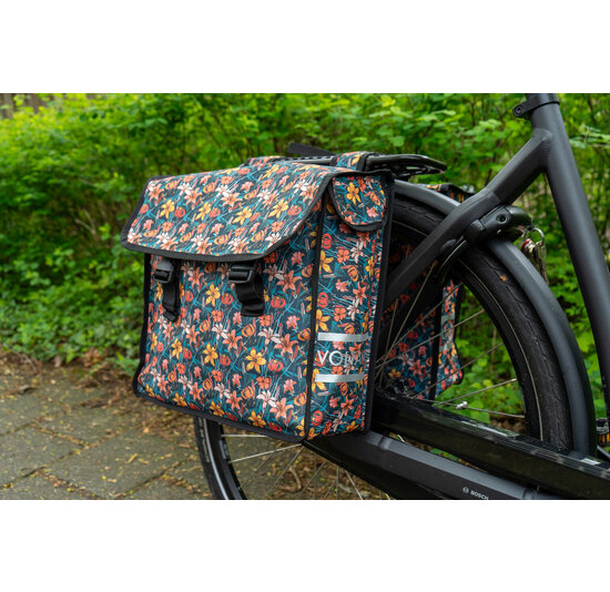 Voltano Dubbele Fietstas Floral Fiesta - 38 Liter - Waterdicht Polyester