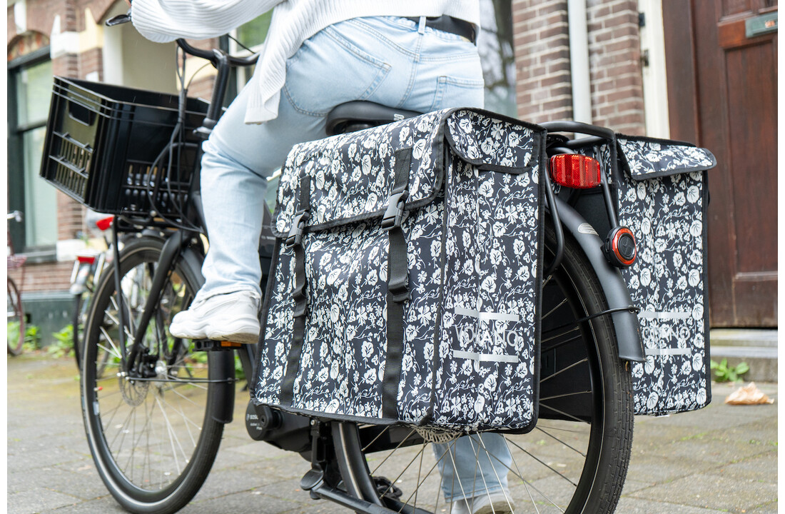 Voltano Dubbele Fietstas XXL - Midnight Blossom - 60 Liter