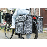 Voltano Dubbele Fietstas XXL - Midnight Blossom - 60 Liter