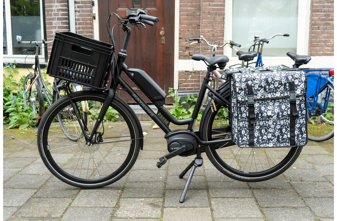 Voltano Dubbele Fietstas XXL - Midnight Blossom - 60 Liter