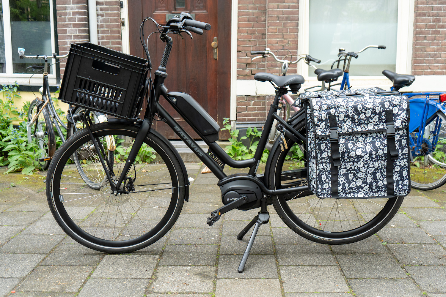 Voltano Dubbele Fietstas XXL - Midnight Blossom - 60 Liter