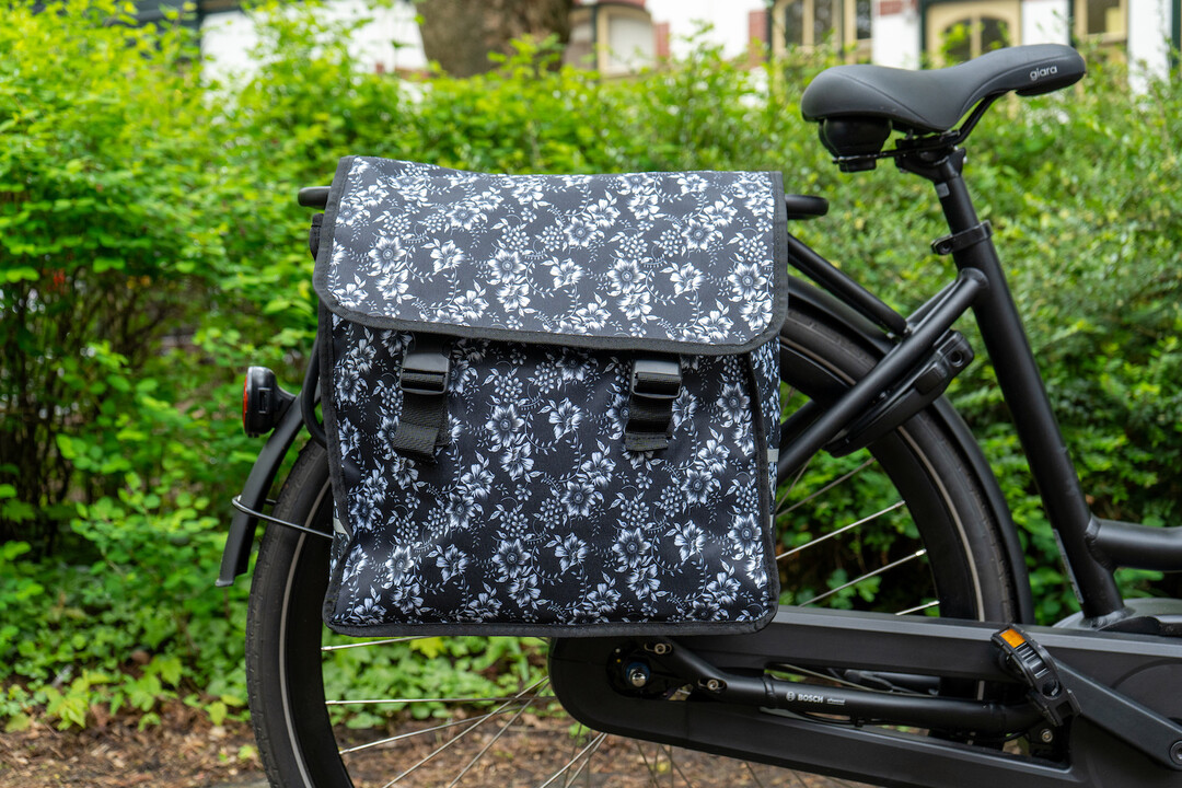Voltano Dubbele Fietstas Floral Elegance - 38 Liter - Waterdicht Polyester