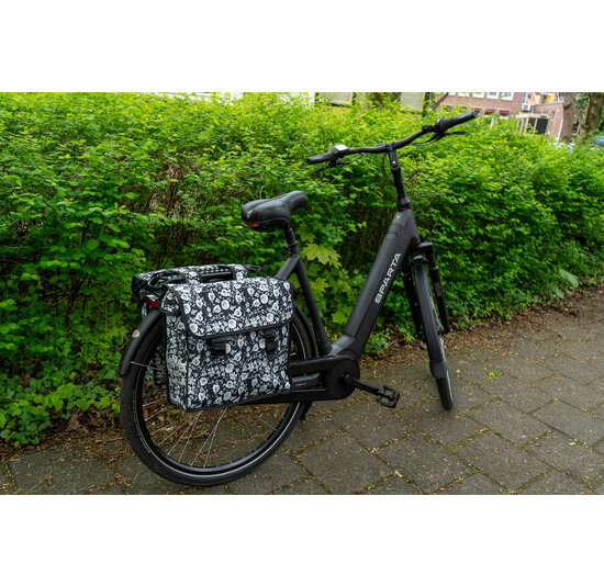 Voltano Dubbele Fietstas Midnight Blossom - 38 Liter - Waterdicht Polyester