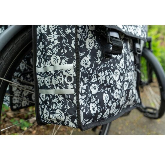 Voltano Dubbele Fietstas Midnight Blossom - 38 Liter - Waterdicht Polyester