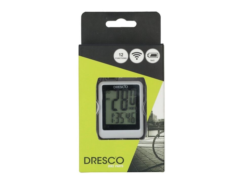 Dresco Fietscomputer - Wit - 12 Functies