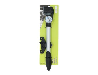 Dresco Mini Pomp Met Manometer - Fietspomp Met Bevestigingsbeugel - Zwart / Grijs