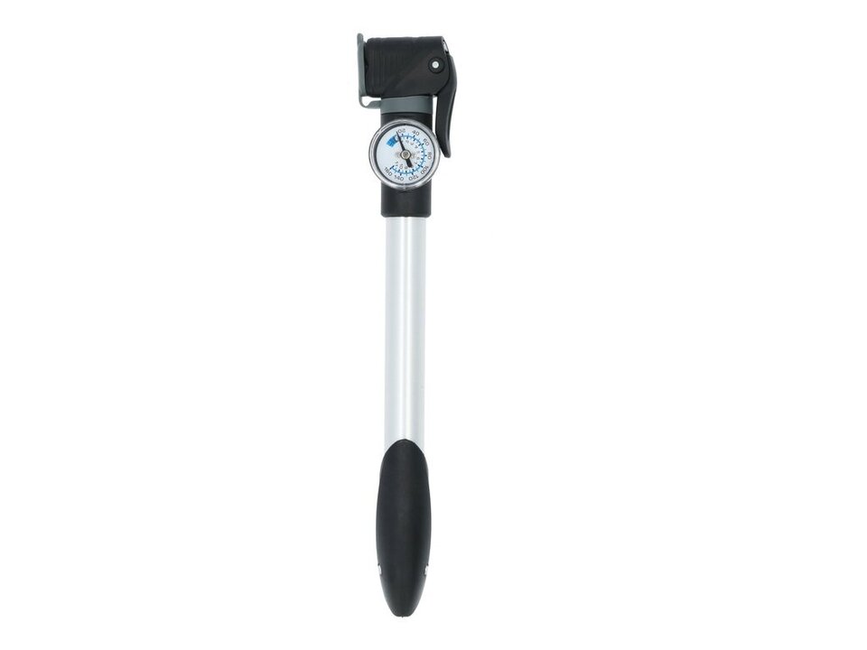 Dresco Mini Pomp Met Manometer - Fietspomp Met Bevestigingsbeugel - Zwart / Grijs