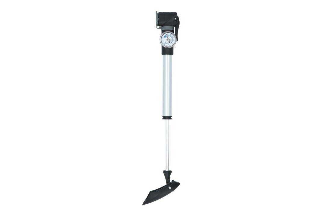 Dresco Mini Pomp Met Manometer - Fietspomp Met Bevestigingsbeugel - Zwart / Grijs