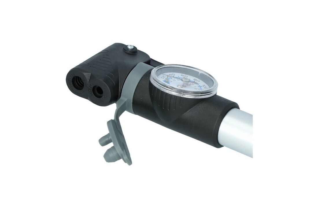Dresco Mini Pomp Met Manometer - Fietspomp Met Bevestigingsbeugel - Zwart / Grijs