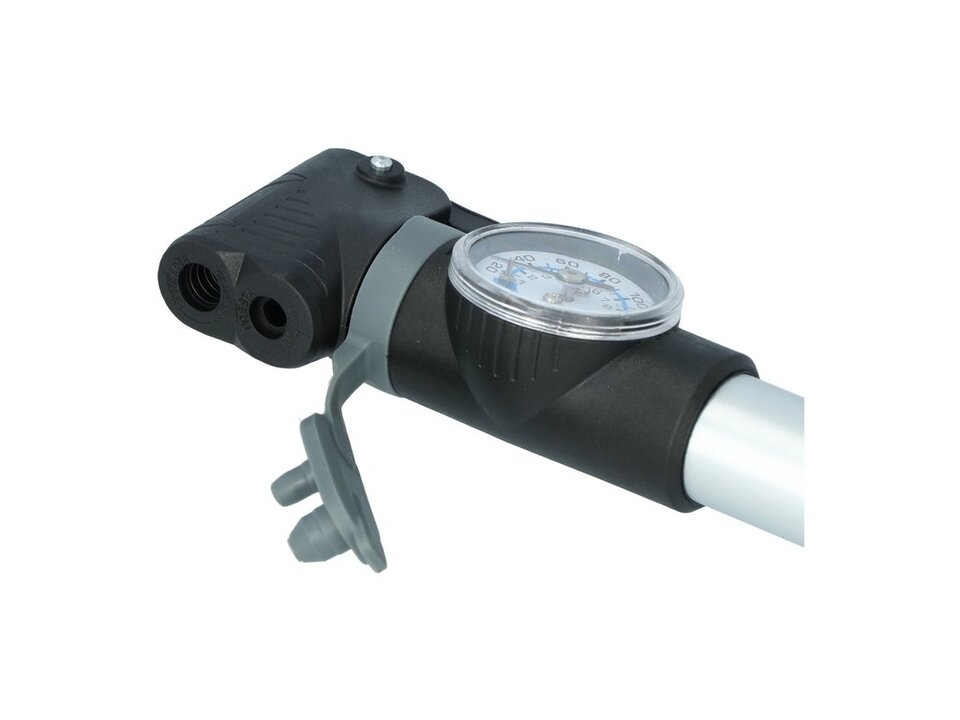 Dresco Mini Pomp Met Manometer - Fietspomp Met Bevestigingsbeugel - Zwart / Grijs