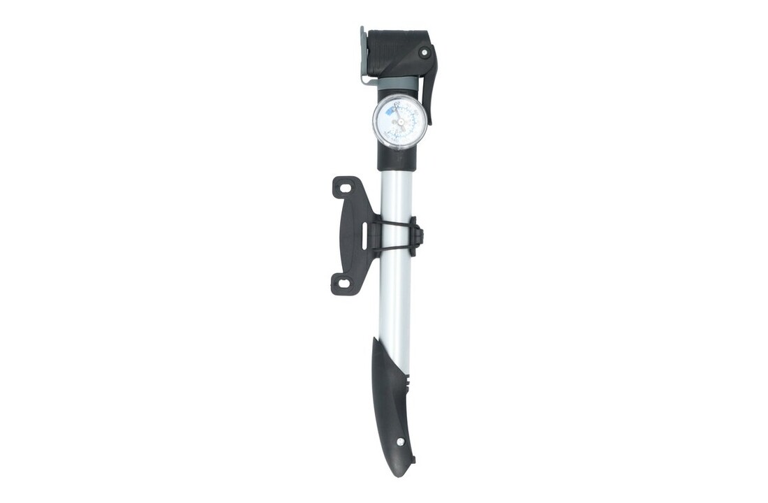 Dresco Mini Pomp Met Manometer - Fietspomp Met Bevestigingsbeugel - Zwart / Grijs