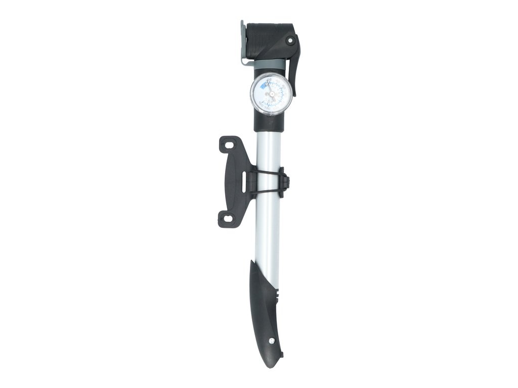Dresco Mini Pomp Met Manometer - Fietspomp Met Bevestigingsbeugel - Zwart / Grijs