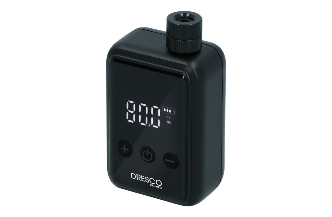 Dresco Elektrische Fietspomp Compact – 125 PSI / 8.6 Bar – USB-C Oplaadbaar – Voor Fiets, Motor en Bal - Zwart
