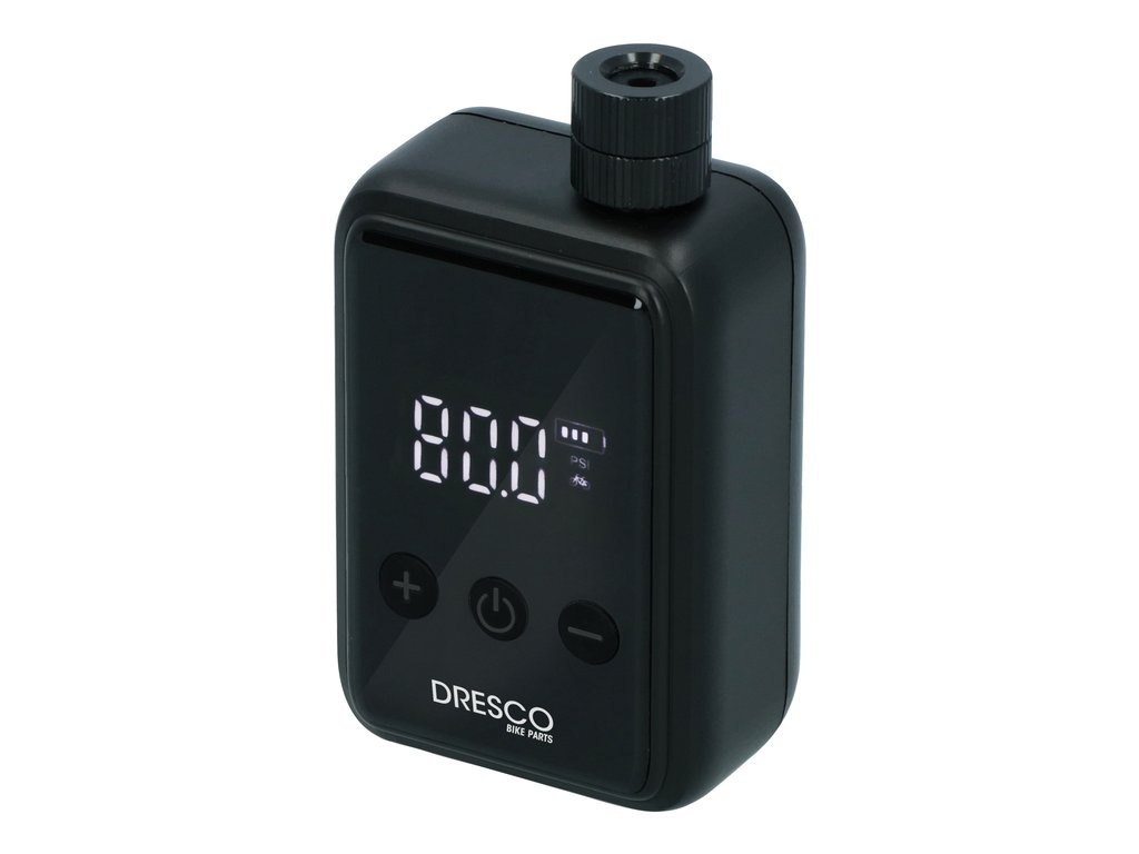 Dresco Elektrische Fietspomp Compact – 125 PSI / 8.6 Bar – USB-C Oplaadbaar – Voor Fiets, Motor en Bal - Zwart