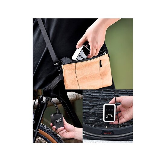 Dresco Elektrische Fietspomp Compact – 125 PSI / 8.6 Bar – USB-C Oplaadbaar – Voor Fiets, Motor en Bal - Zwart