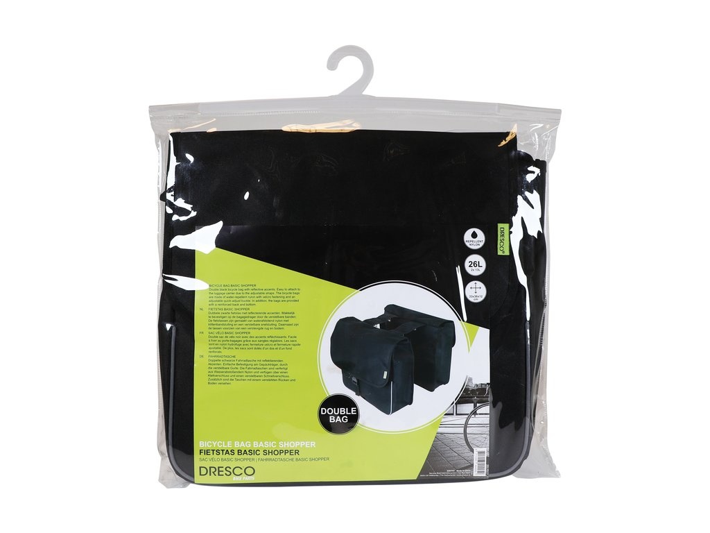 Dresco Dubbele Fietstas Shopper - 26 Liter - Zwart