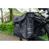 Voltano Dubbele Fietstas Floral Fusion - Grijs Met Bloemen - 38 Liter - Waterdicht Polyester