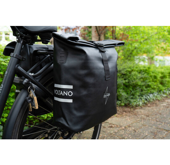Voltano Dubbele Fietstas Rolltop E-bike Pro - Zwart - 48 Liter - 100% Waterdicht