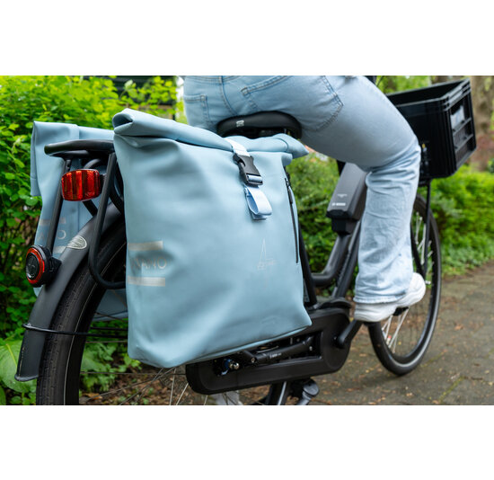 Voltano Dubbele Fietstas Rolltop E-bike Pro - Ice Blauw - 48 Liter - 100% Waterdicht