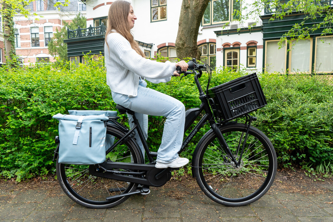 Voltano Dubbele Fietstas Rolltop E-bike Pro - Ice Blauw - 48 Liter - 100% Waterdicht