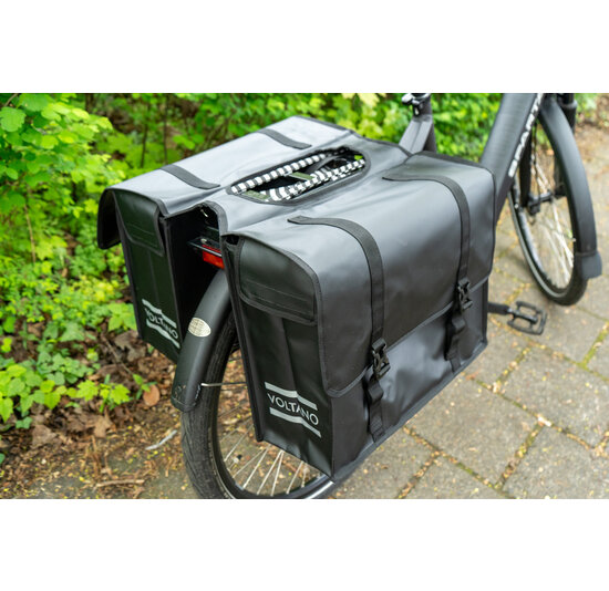 Voltano Dubbele Fietstas XL - Tarpaulin - 100% Waterdicht en Slijtvast - 48 Liter - Zwart