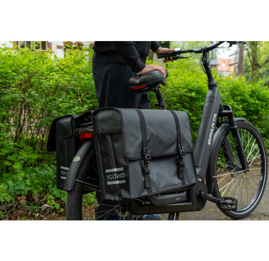 Voltano Dubbele Fietstas XL - Tarpaulin - 100% Waterdicht en Slijtvast - 48 Liter - Zwart