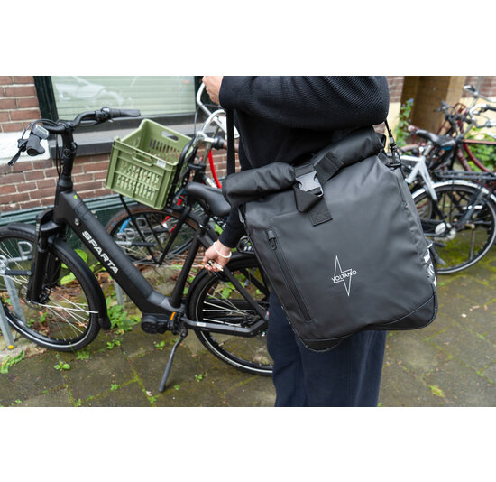 Voltano Journey Luxe Fietstas 28L - Zwart - Laptopvak - Enkele Pakaftas