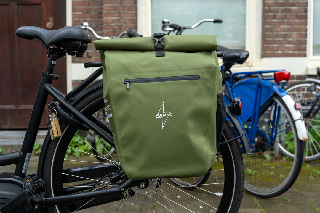 Voltano Luxe E-bike Fietstas 28L - Mos Groen - Pakaftas Met Laptop vak - 100% Waterdicht