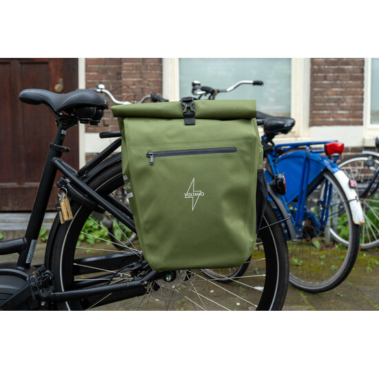 Voltano Luxe E-bike Fietstas 28L - Mos Groen - Pakaftas Met Laptop vak - 100% Waterdicht