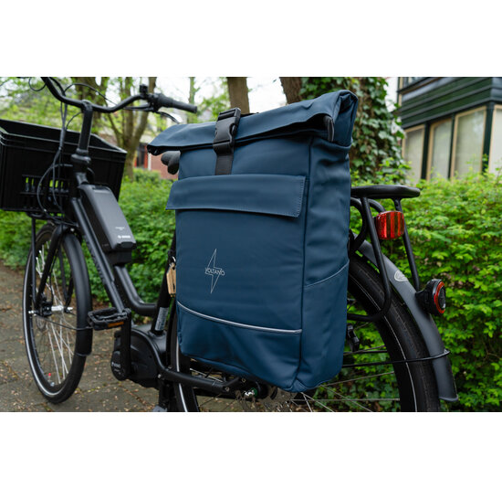 Voltano Luxe E-bike Rolltop Fietstas / Rugtas 28L - Space Blauw - Enkele Pakaftas - 100% Waterdicht