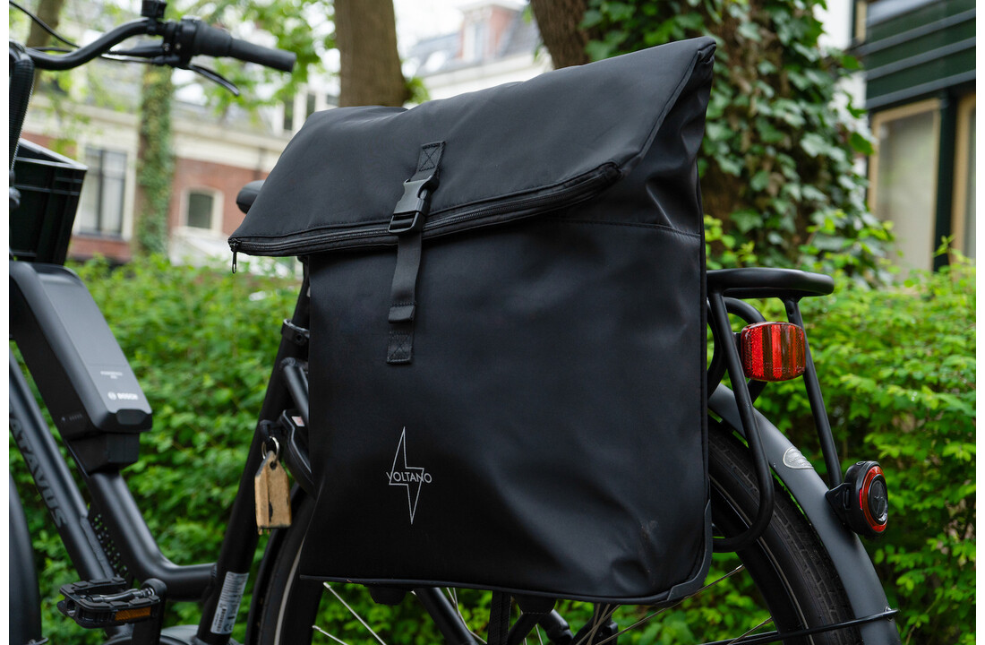 Voltano Fietstrolley Tas 2.0 - Fietstas en Trolley in 1 - Zwart - Laptopvak - 18-28 Liter