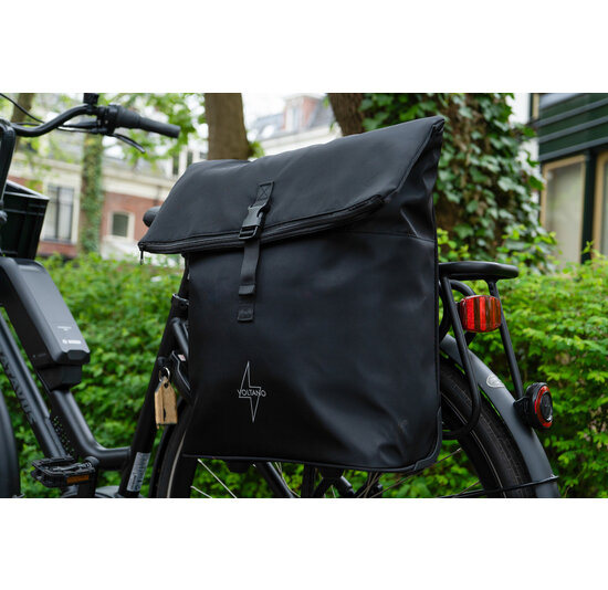 Voltano Fietstrolley Tas 2.0 - Fietstas en Trolley in 1 - Zwart - Laptopvak - 18-28 Liter
