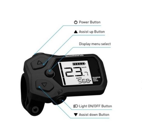 Shimano Steps Fietscomputer Display SC-E5000A Met Bekrachtigingsschakelaar - Zwart