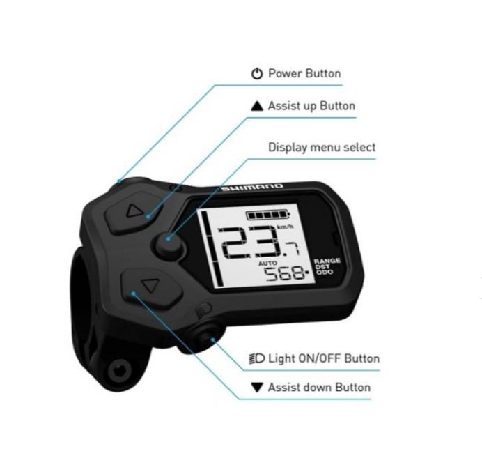 Shimano Steps Fietscomputer Display SC-E5000A Met Bekrachtigingsschakelaar - Zwart