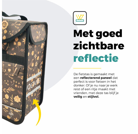 Voltano Voorgevormde Enkele Fietstas / Pakaftas - Black Leaves - 17L