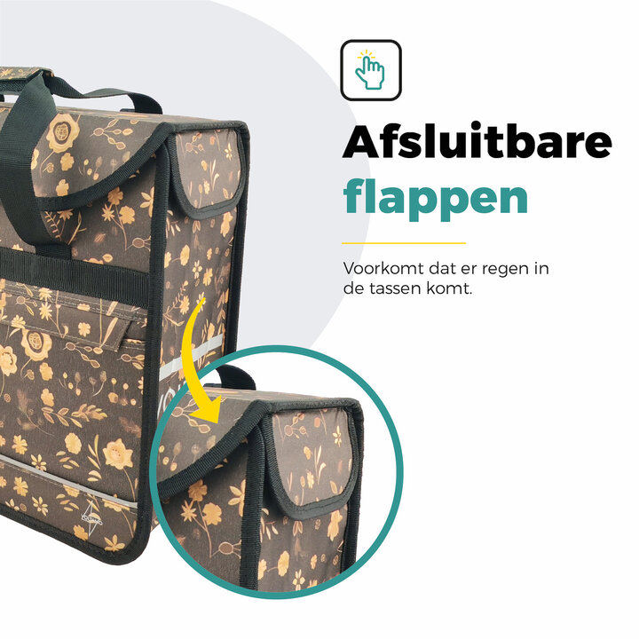 Voltano Voorgevormde Enkele Fietstas / Pakaftas - Black Leaves - 17L