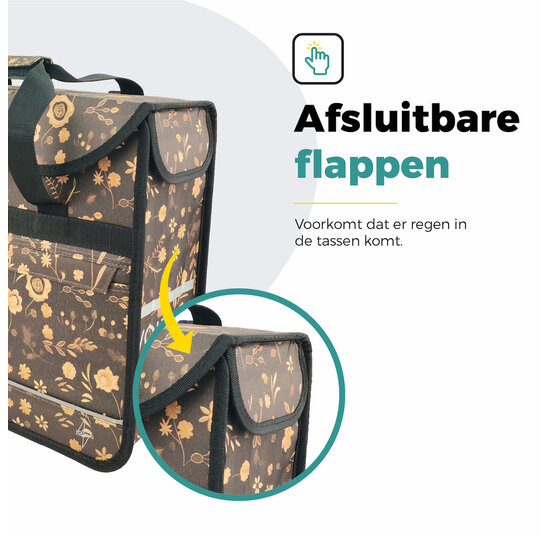 Voltano Voorgevormde Enkele Fietstas / Pakaftas - Black Leaves - 17L