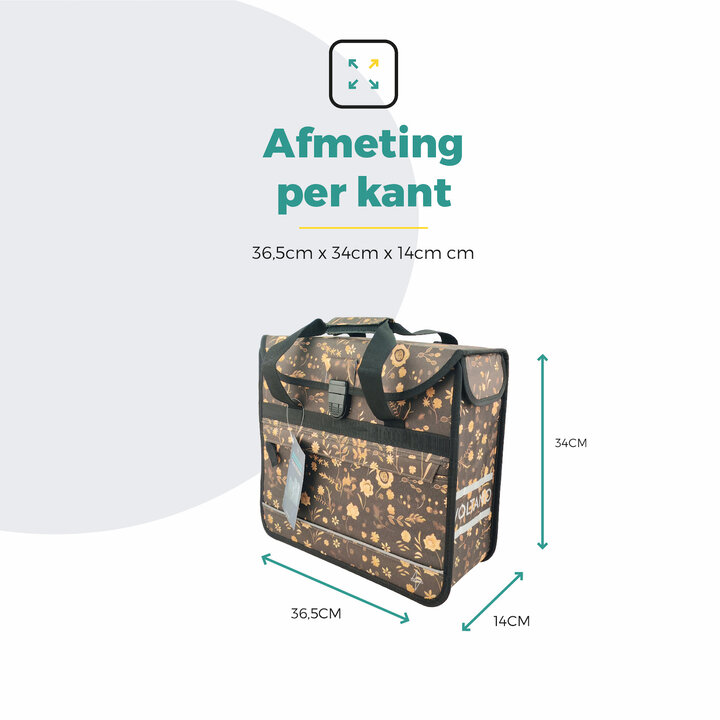 Voltano Voorgevormde Enkele Fietstas / Pakaftas - Black Leaves - 17L