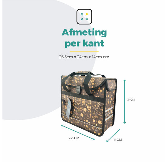 Voltano Voorgevormde Enkele Fietstas / Pakaftas - Black Leaves - 17L