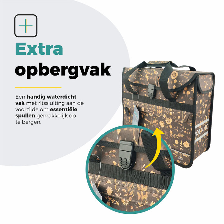 Voltano Voorgevormde Enkele Fietstas / Pakaftas - Black Leaves - 17L