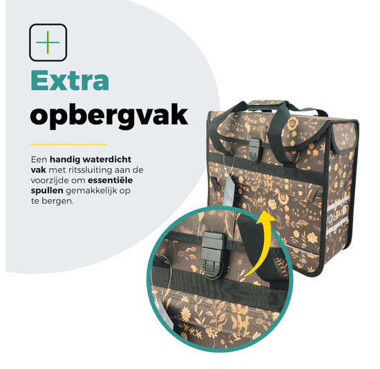 Voltano Voorgevormde Enkele Fietstas / Pakaftas - Black Leaves - 17L