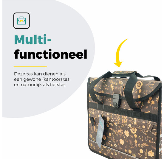 Voltano Voorgevormde Enkele Fietstas / Pakaftas - Black Leaves - 17L