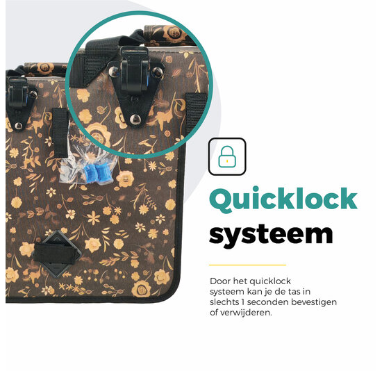 Voltano Voorgevormde Enkele Fietstas / Pakaftas - Black Leaves - 17L