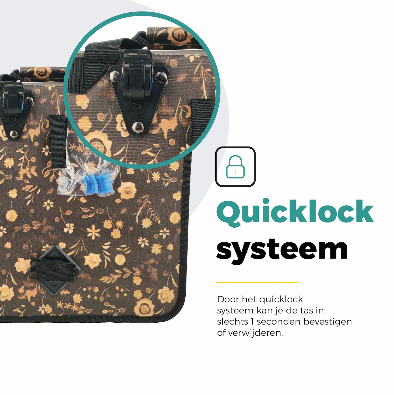 Voltano Voorgevormde Enkele Fietstas / Pakaftas - Black Leaves - 17L