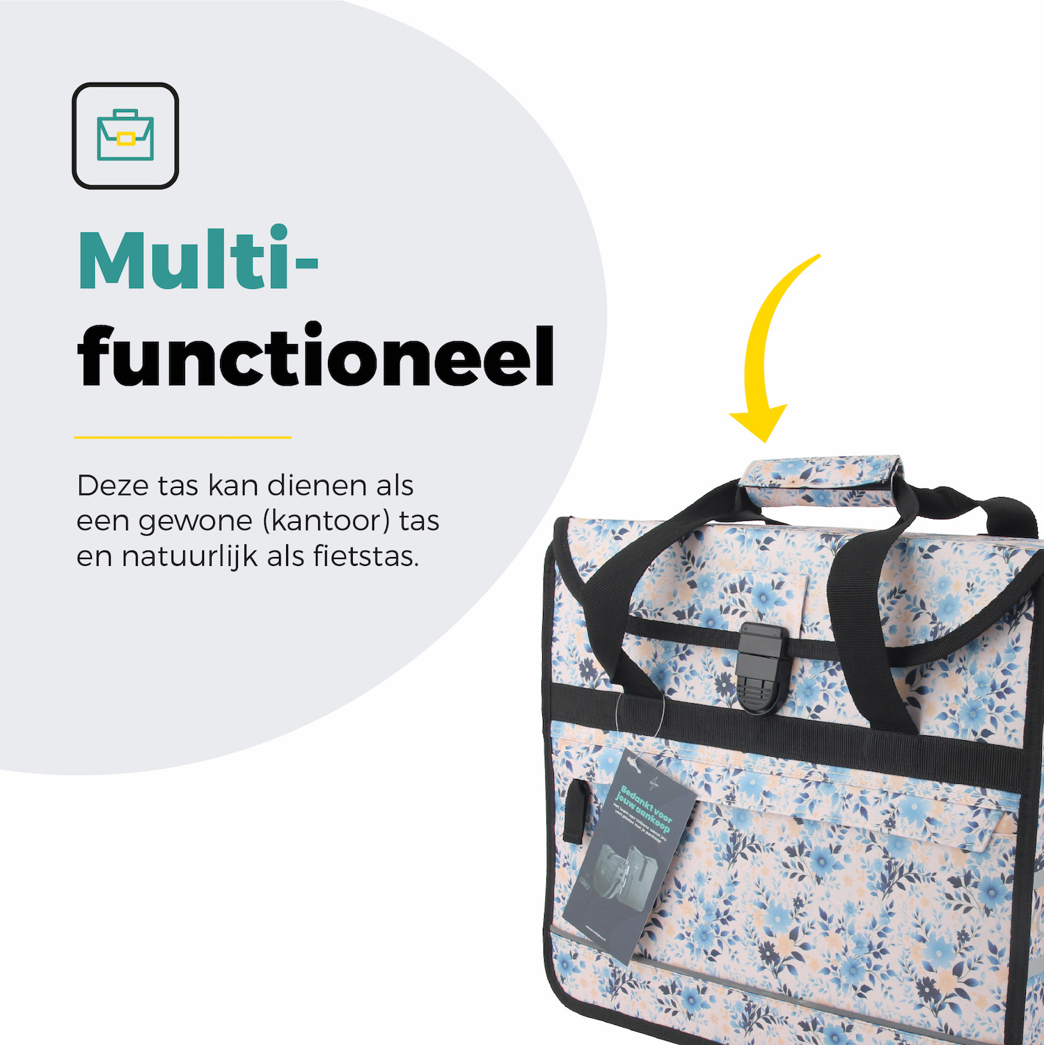 Voltano Voorgevormde Enkele Fietstas / Pakaftas - Light Flowers- 17L