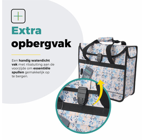 Voltano Voorgevormde Enkele Fietstas / Pakaftas - Light Flowers- 17L