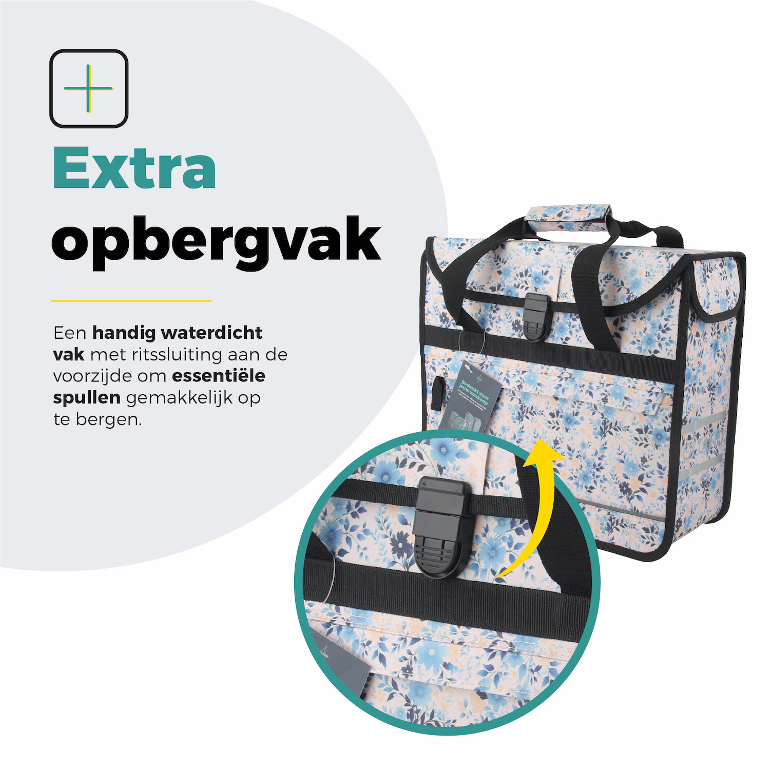 Voltano Voorgevormde Enkele Fietstas / Pakaftas - Light Flowers- 17L