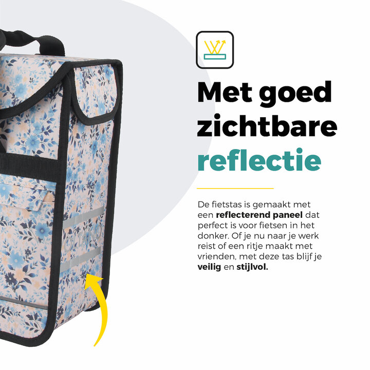 Voltano Voorgevormde Enkele Fietstas / Pakaftas - Light Flowers- 17L