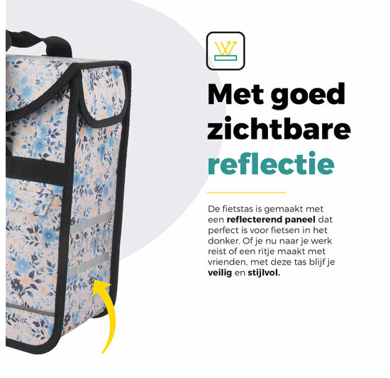 Voltano Voorgevormde Enkele Fietstas / Pakaftas - Light Flowers- 17L